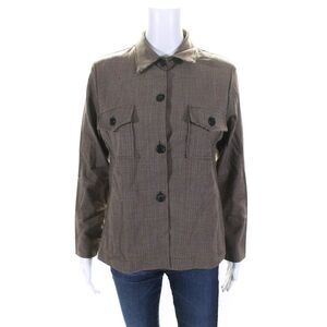 Chaiken and Capone Womens Vintage Glen Check Button Up Jacket Brown Size 8